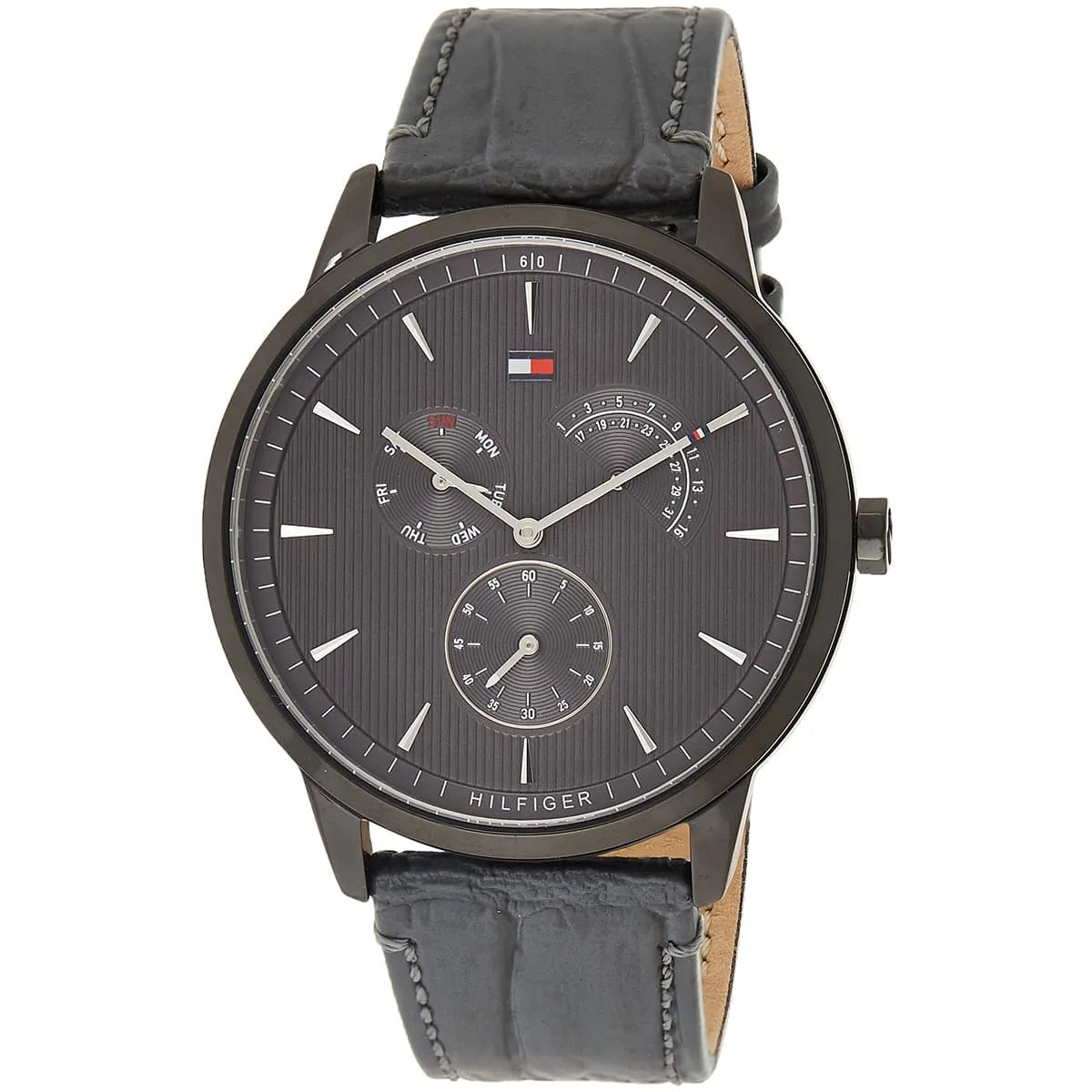 Tommy Hilfiger Men’s Quartz Leather Strap Grey Dial 44mm Watch 1710388