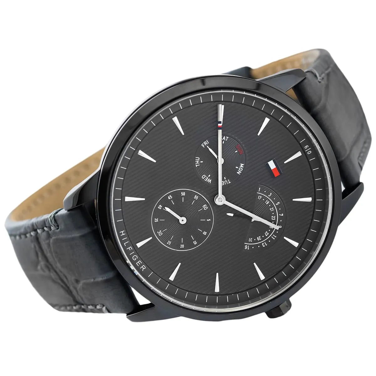 Tommy Hilfiger Men’s Quartz Leather Strap Grey Dial 44mm Watch 1710388