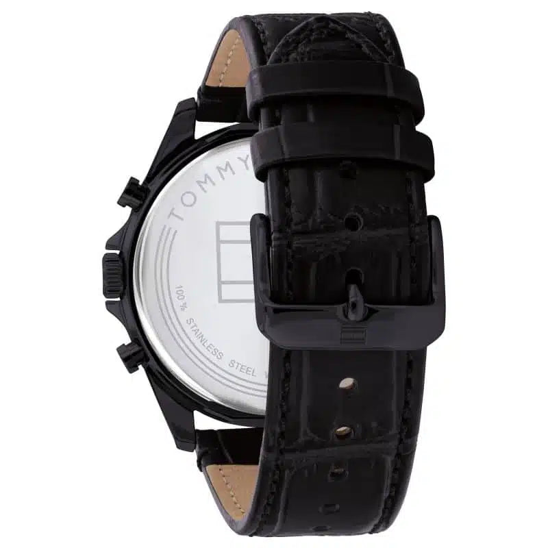 Tommy Hilfiger Men’s Quartz Leather Strap Black Dial 44mm Watch 1710452