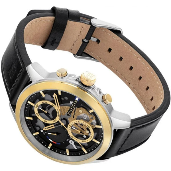 Tommy Hilfiger Men’s Quartz Black Leather Strap Black Dial 44mm Watch 1710474