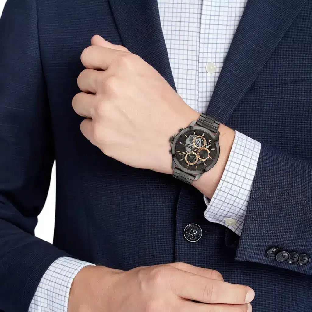 Tommy Hilfiger Men’s Quartz Grey Stainless Steel Grey Dial 44mm Watch 1710479