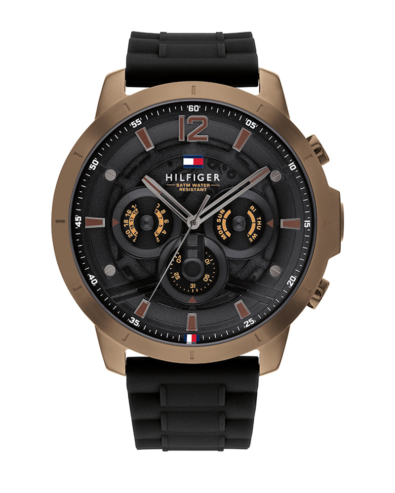 Tommy Hilfiger Men’s Quartz Black Silicone Strap Black Dial 50mm Watch 1710491
