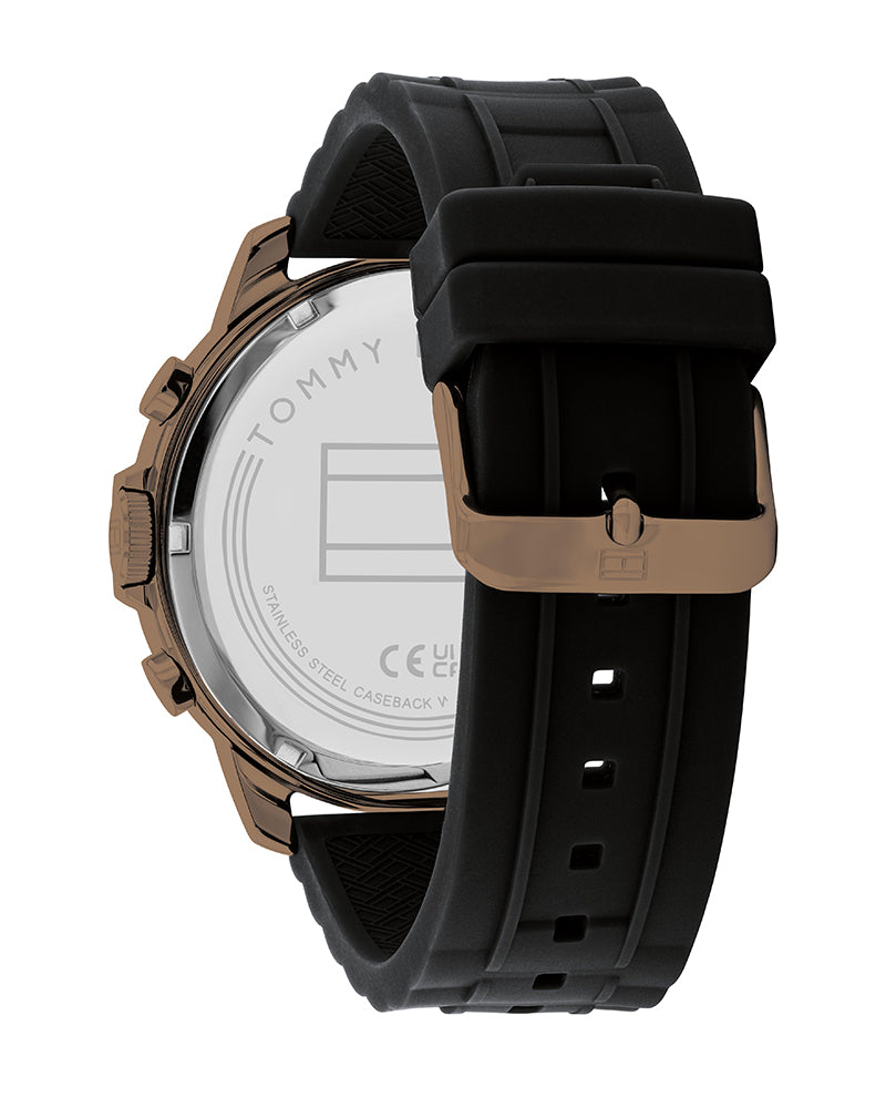 Tommy Hilfiger Men’s Quartz Black Silicone Strap Black Dial 50mm Watch 1710491