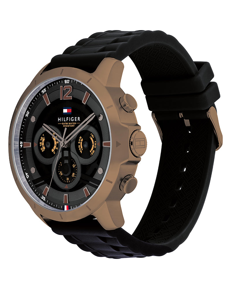 Tommy Hilfiger Men’s Quartz Black Silicone Strap Black Dial 50mm Watch 1710491