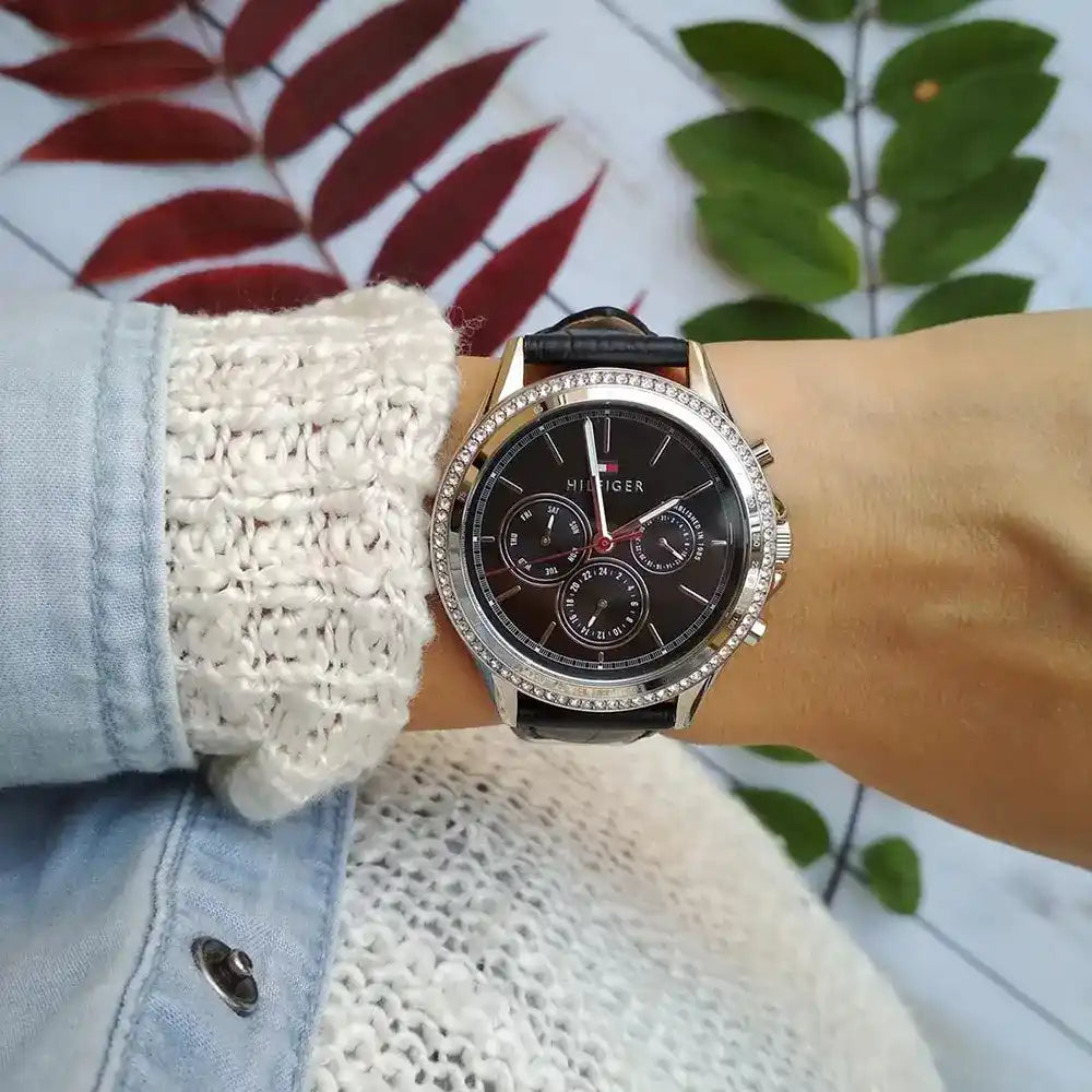 Tommy Hilfiger Women’s Quartz Leather Strap Black Dial 39mm Watch 1781981