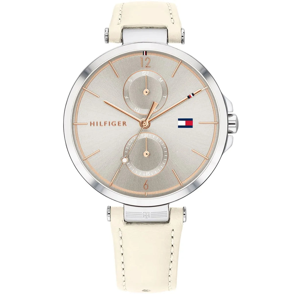 Tommy Hilfiger Women’s Quartz Cream Leather Strap Silver Dial 37mm Watch 1782123