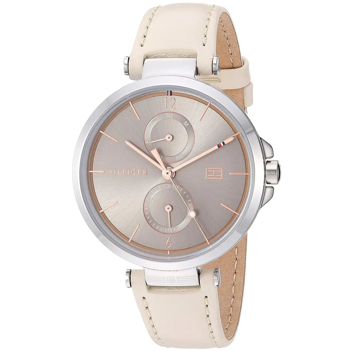 Tommy Hilfiger Women’s Quartz Cream Leather Strap Silver Dial 37mm Watch 1782123