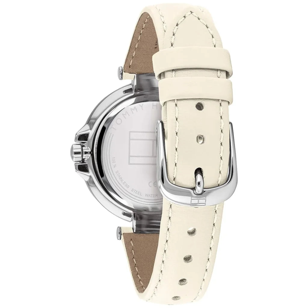 Tommy Hilfiger Women’s Quartz Cream Leather Strap Silver Dial 37mm Watch 1782123