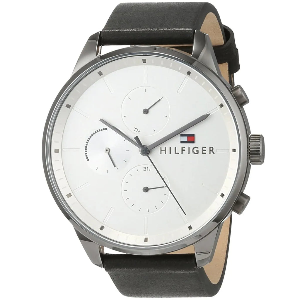 Tommy Hilfiger Men’s Quartz Leather Strap Silver Dial 44mm Watch 1791489