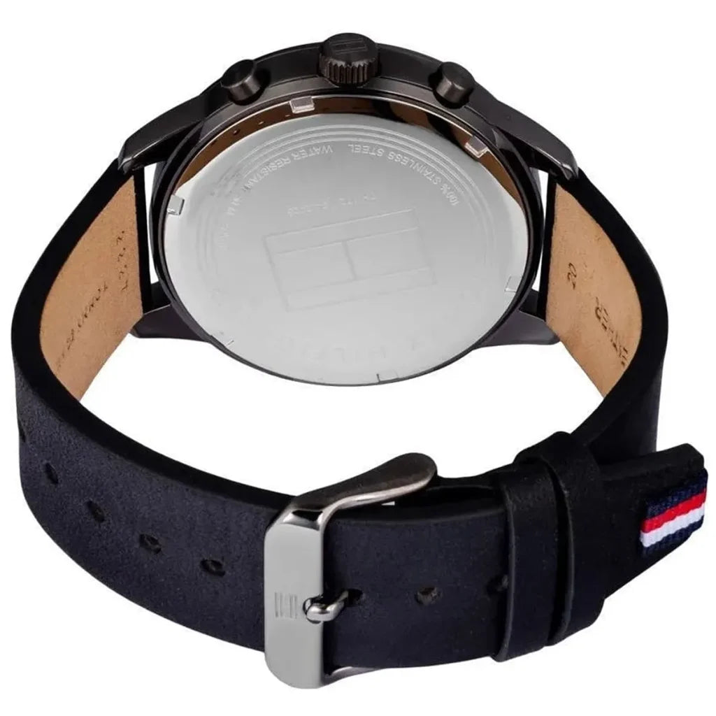 Tommy Hilfiger Men’s Quartz Leather Strap Silver Dial 44mm Watch 1791489