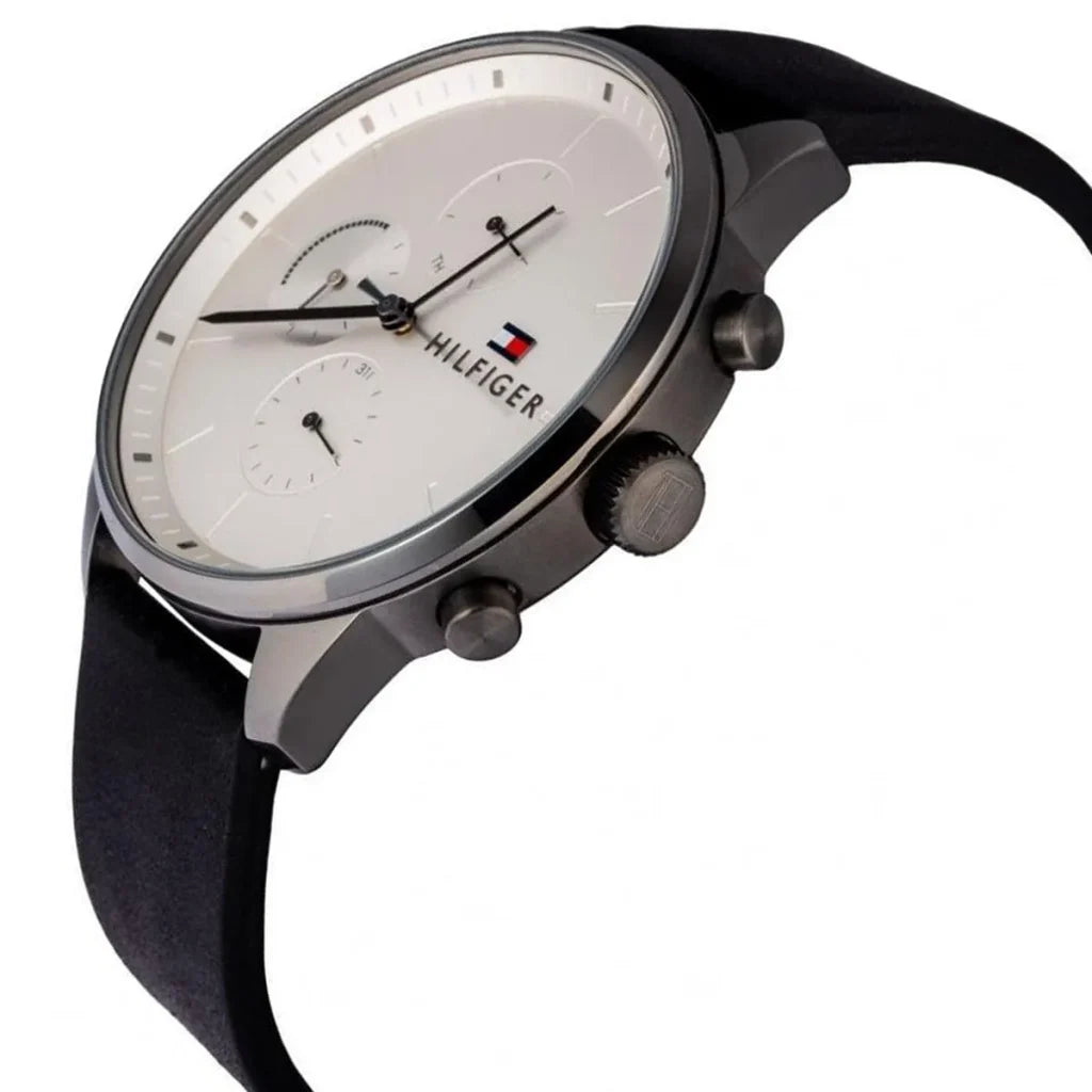 Tommy Hilfiger Men’s Quartz Leather Strap Silver Dial 44mm Watch 1791489