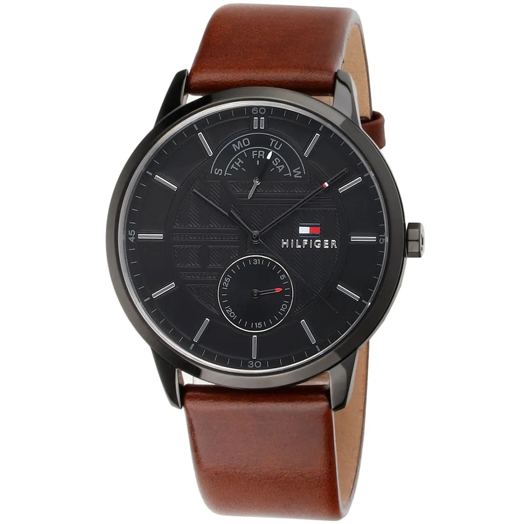 Tommy Hilfiger Men’s Quartz Leather Strap Black Dial 44mm Watch 1791604