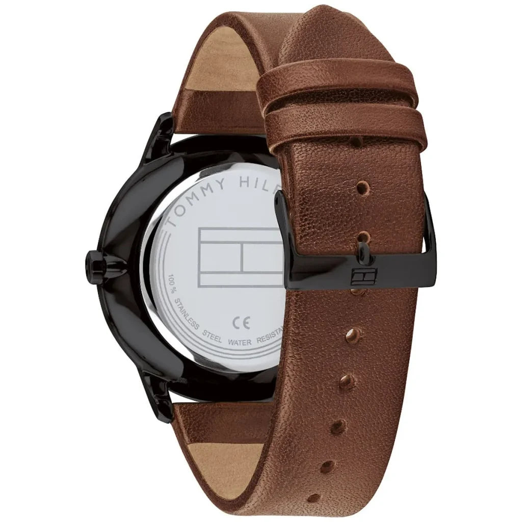 Tommy Hilfiger Men’s Quartz Leather Strap Black Dial 44mm Watch 1791604