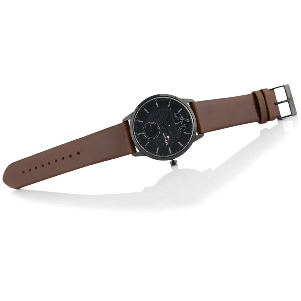 Tommy Hilfiger Men’s Quartz Leather Strap Black Dial 44mm Watch 1791604