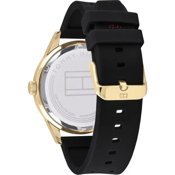 Tommy Hilfiger Men’s Quartz Black Silicone Strap Black Dial 44mm Watch 1791636