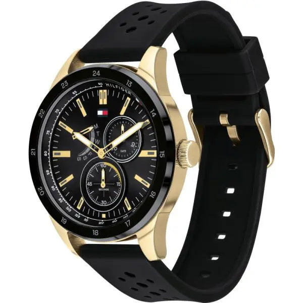 Tommy Hilfiger Men’s Quartz Black Silicone Strap Black Dial 44mm Watch 1791636