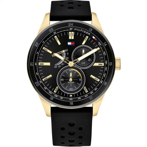 Tommy Hilfiger Men’s Quartz Black Silicone Strap Black Dial 44mm Watch 1791636