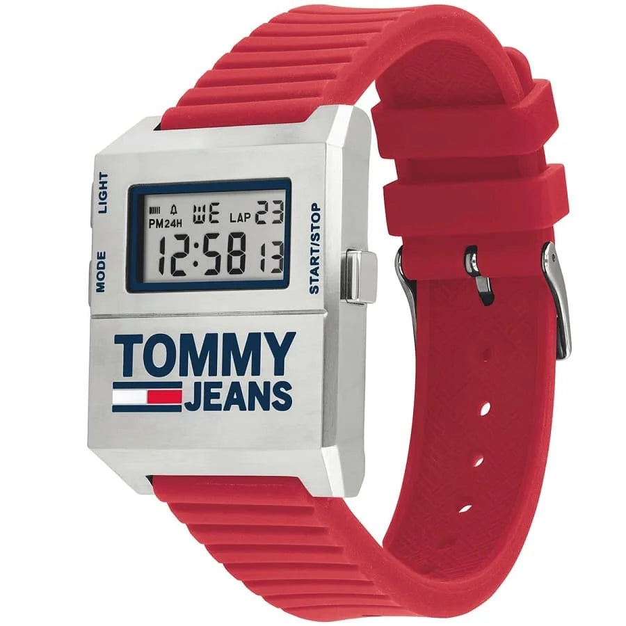 Tommy Hilfiger Men’s Digital Silicone Strap Silver Dial 32mm Watch 1791674