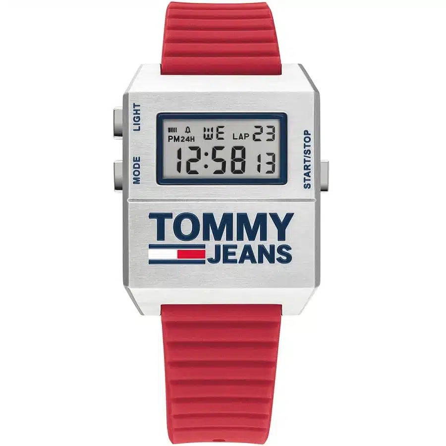 Tommy Hilfiger Men’s Digital Silicone Strap Silver Dial 32mm Watch 1791674