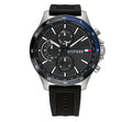 Tommy Hilfiger Men’s Quartz Silicone Strap Black Dial 46mm Watch 1791724
