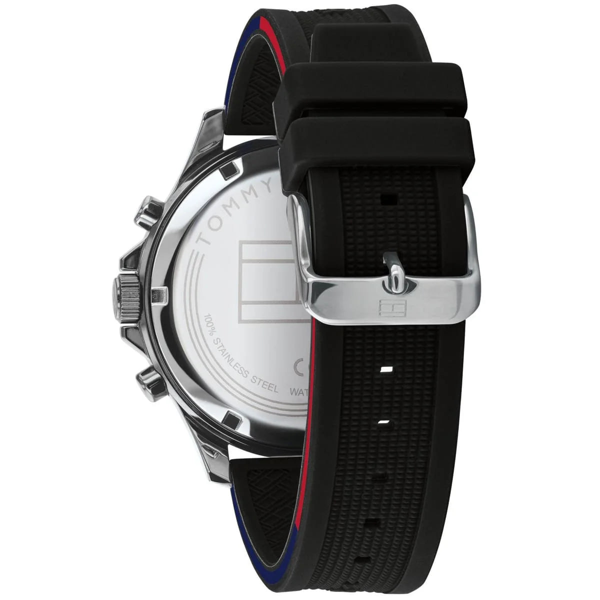 Tommy Hilfiger Men’s Quartz Silicone Strap Black Dial 46mm Watch 1791724