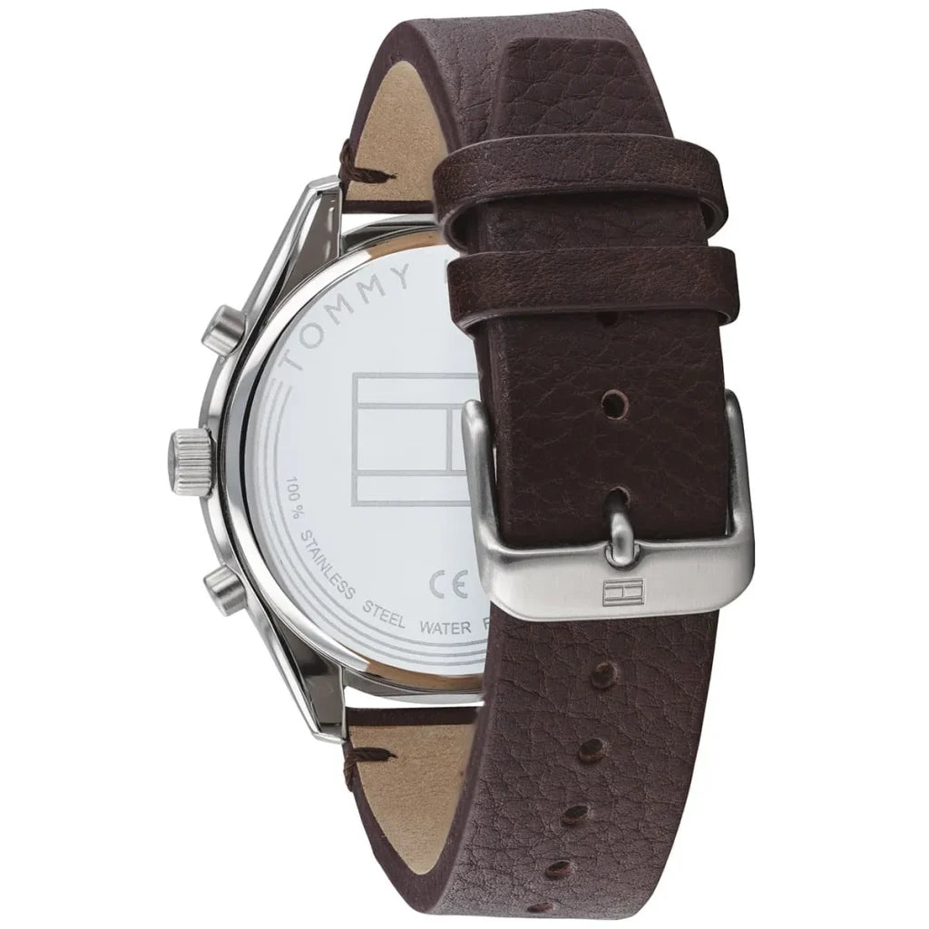 Tommy Hilfiger Men’s Quartz Leather Strap Grey Dial 44mm Watch 1791729