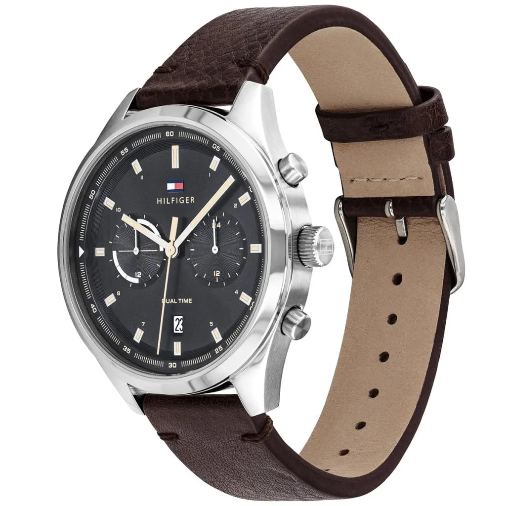Tommy Hilfiger Men’s Quartz Leather Strap Grey Dial 44mm Watch 1791729