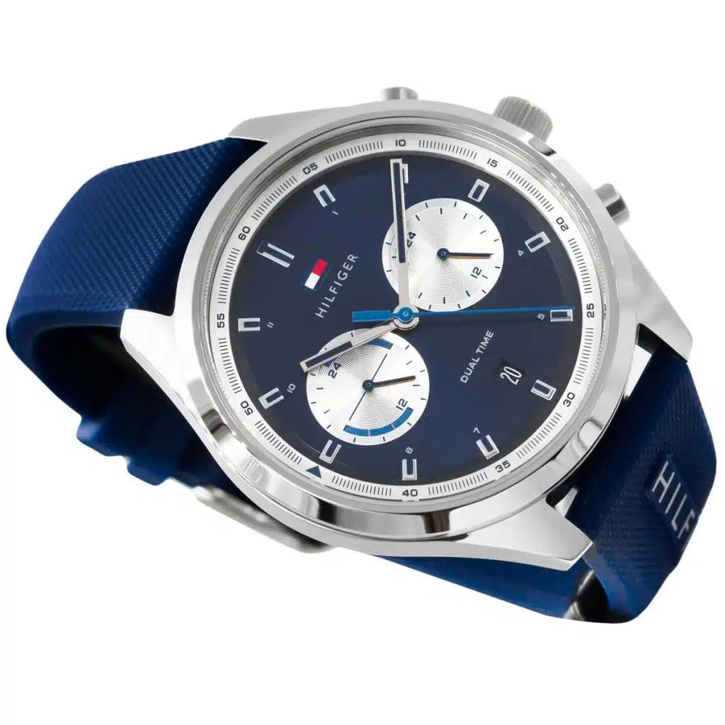 Tommy Hilfiger Men’s Quartz Silicone Strap Blue Dial 44mm Watch 1791781