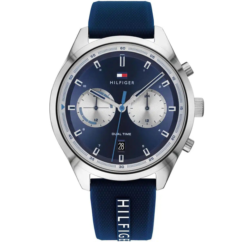 Tommy Hilfiger Men’s Quartz Silicone Strap Blue Dial 44mm Watch 1791781