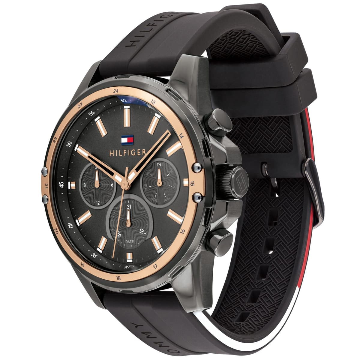 Tommy Hilfiger Men’s Quartz Silicone Strap Grey Dial 45mm Watch 1791792