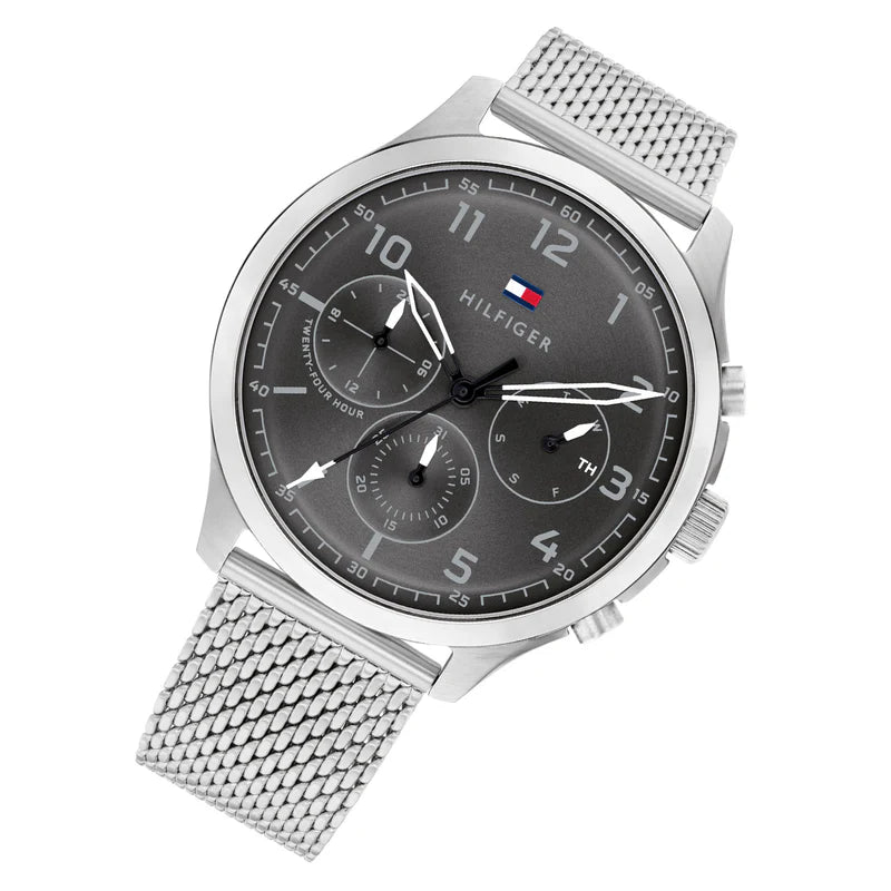 Tommy Hilfiger Men’s Quartz Silver Stainless Steel Grey Dial 45mm Watch 1791851