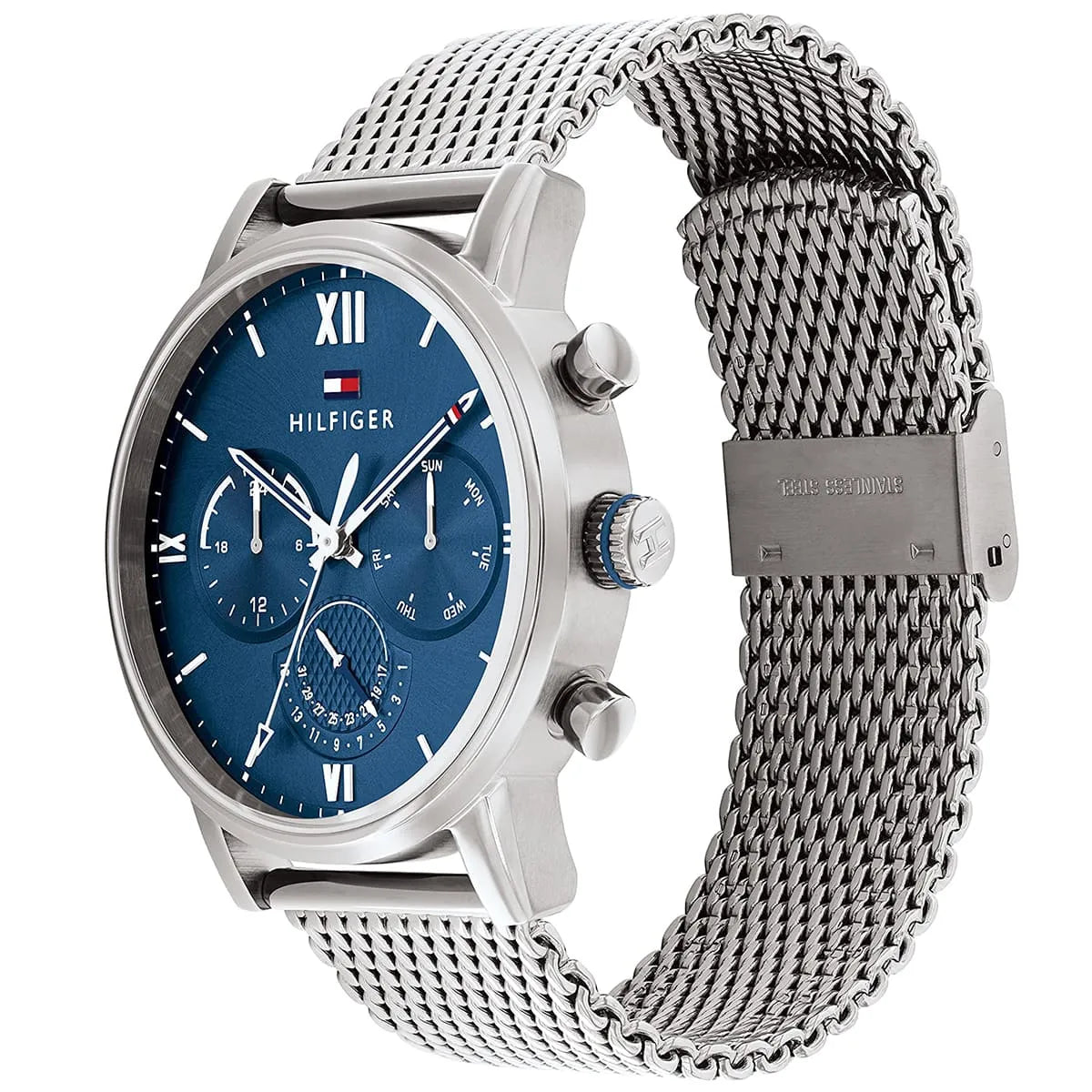 Tommy Hilfiger Men’s Quartz Silver Stainless Steel Blue Dial 44mm Watch 1791881