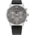Tommy Hilfiger Men’s Quartz Black Leather Strap Grey Dial 44mm Watch 1791883