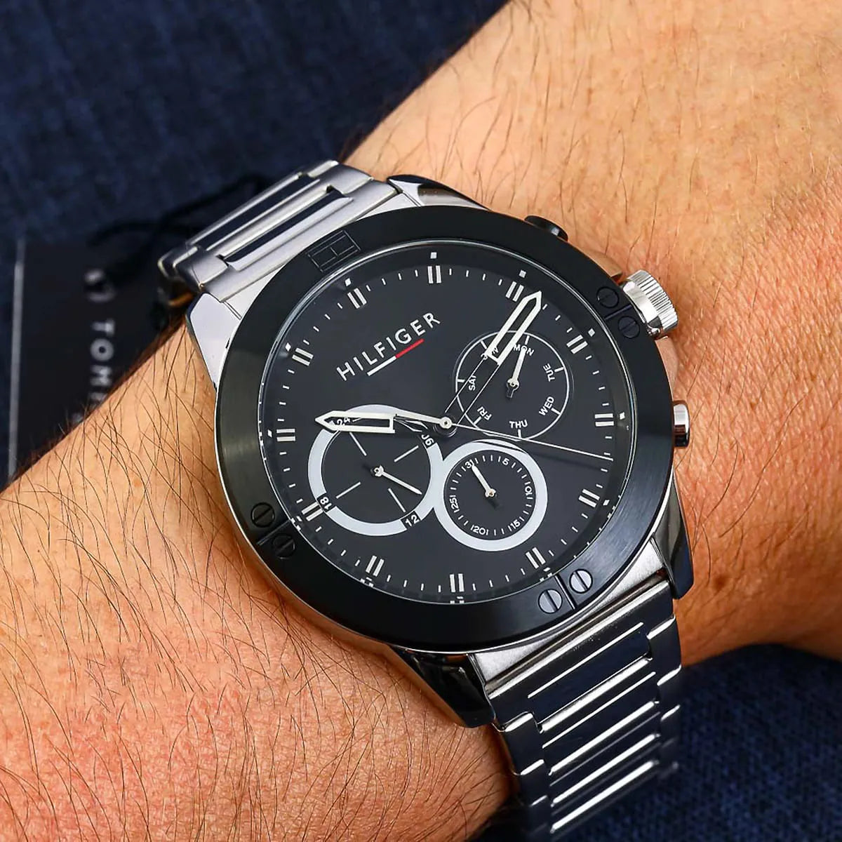 Tommy Hilfiger Men’s Quartz Silver Stainless Steel Black Dial 46mm Watch 1791890