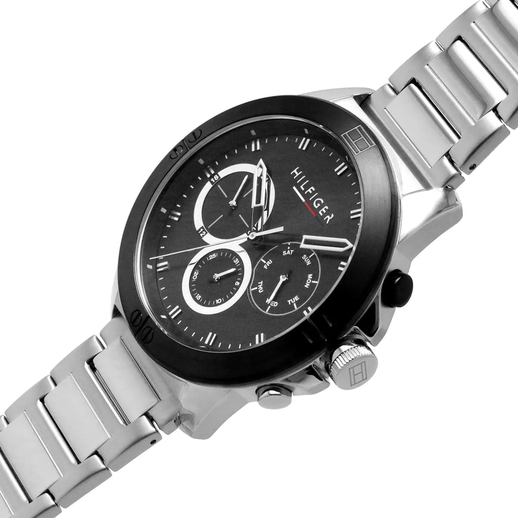 Tommy Hilfiger Men’s Quartz Silver Stainless Steel Black Dial 46mm Watch 1791890