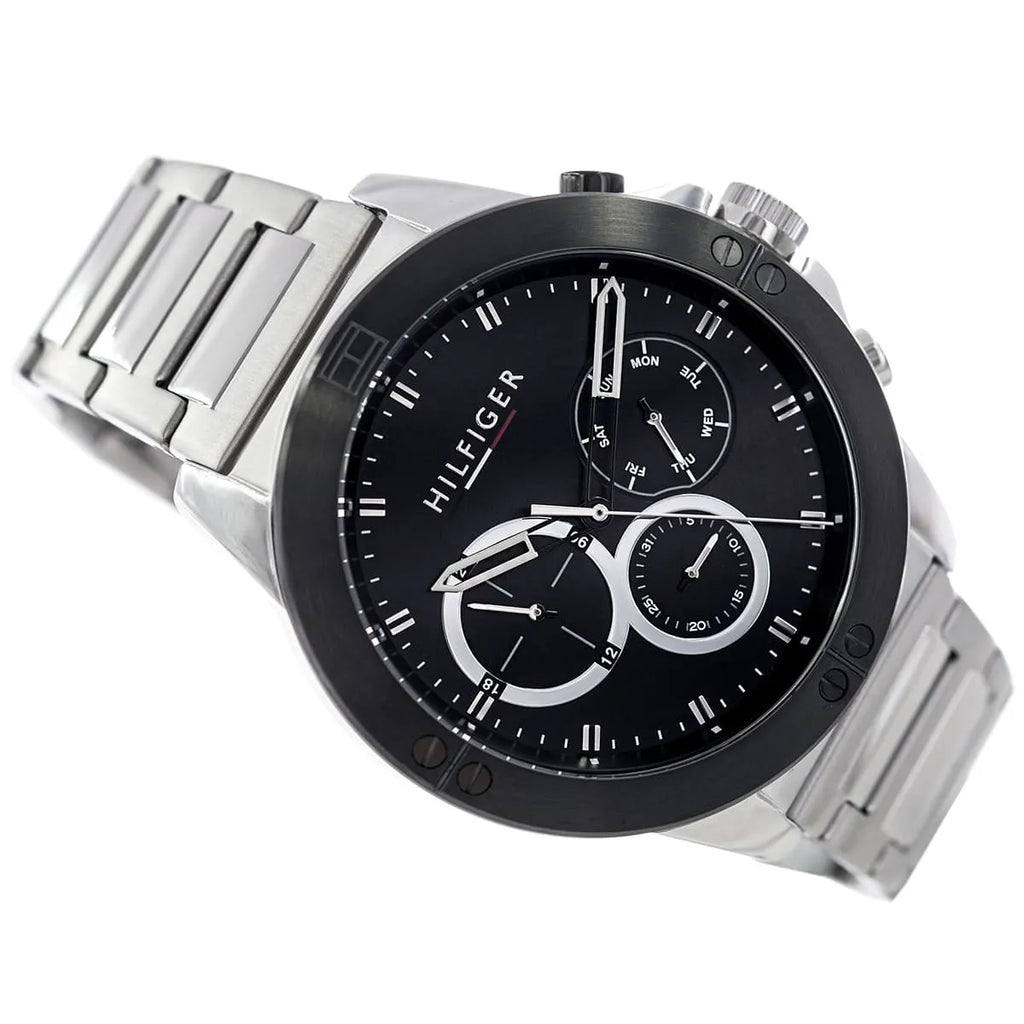 Tommy Hilfiger Men’s Quartz Silver Stainless Steel Black Dial 46mm Watch 1791890