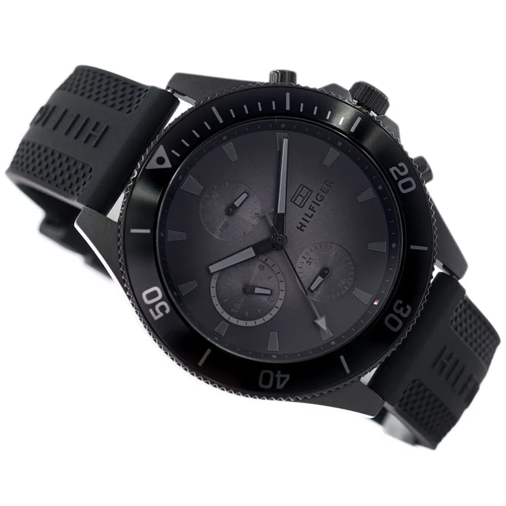 Tommy Hilfiger Men’s Quartz Black Silicone Strap Black Dial 46mm Watch 1791921
