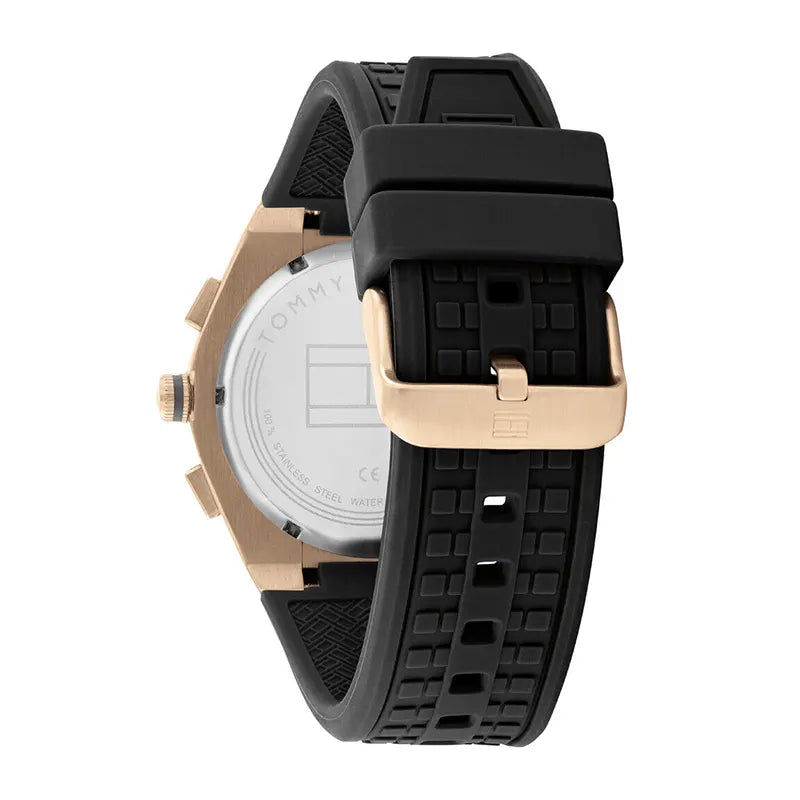 Tommy Hilfiger Men’s Quartz Black Silicone Strap Grey Dial 44mm Watch 1791931