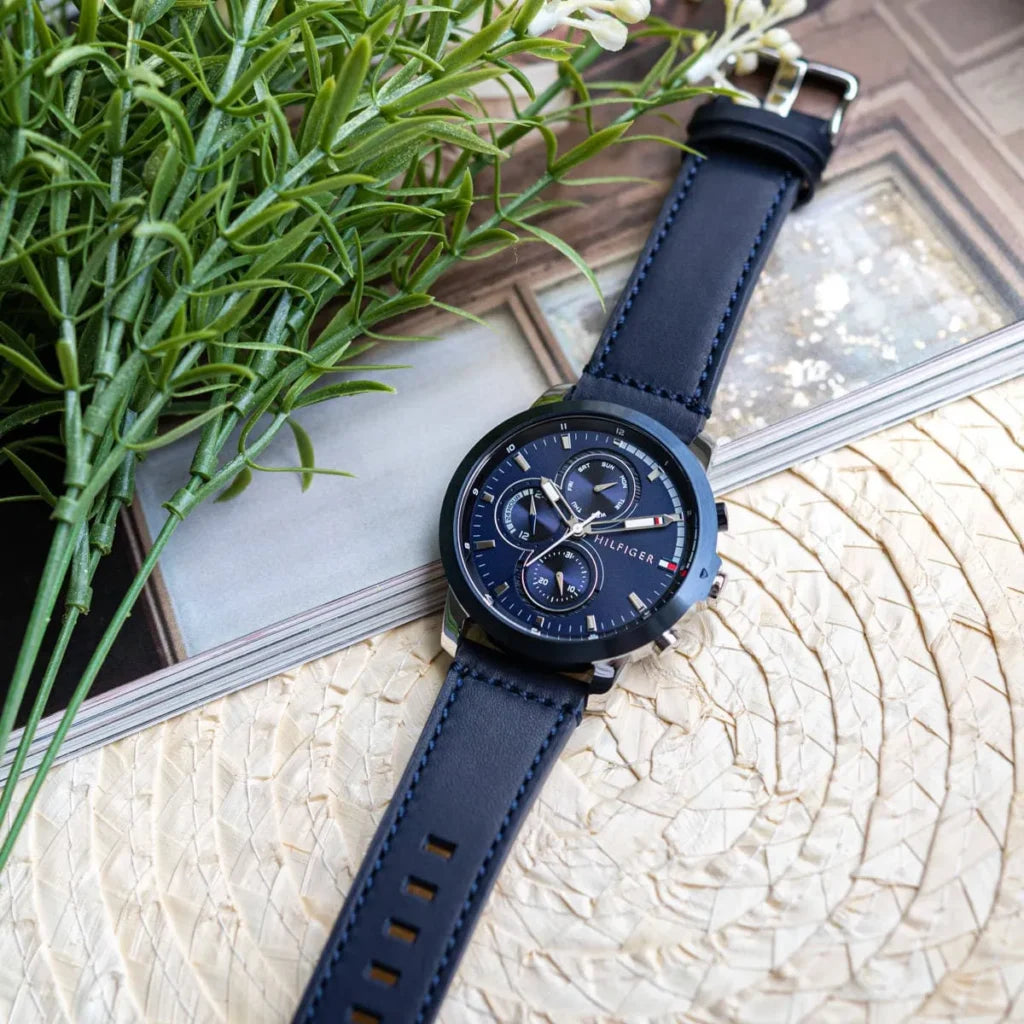 Tommy Hilfiger Men’s Quartz Blue Leather Strap Blue Dial 46mm Watch 1792051