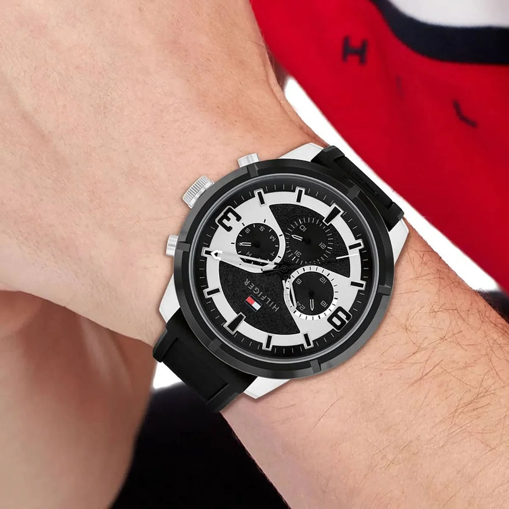 Tommy Hilfiger Men’s Quartz Black Silicone Strap Black Dial 50mm Watch 1792074