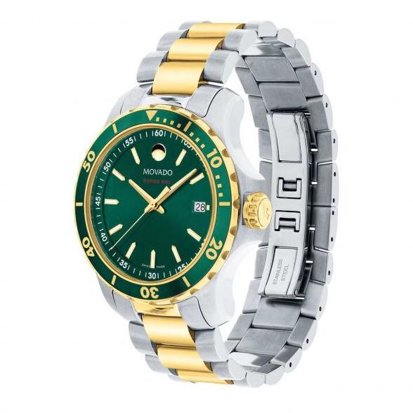 Movado Men’s Swiss Made Quartz Stainless Steel Green Dial 40mm Watch 2600147