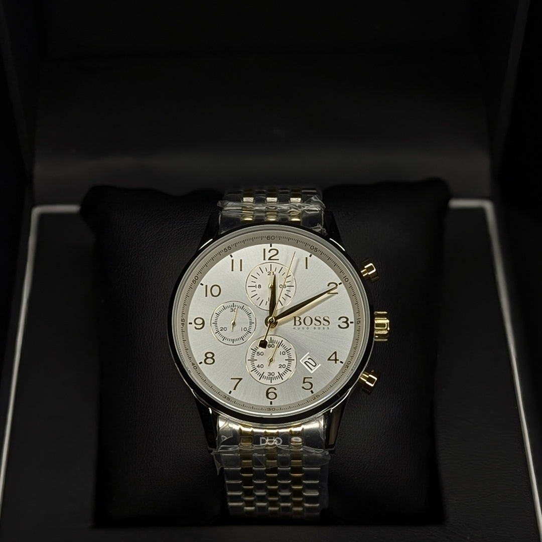 Hugo Boss Men’s Chronograph Quartz Stainless Steel White Dial 44mm Watch 1513499