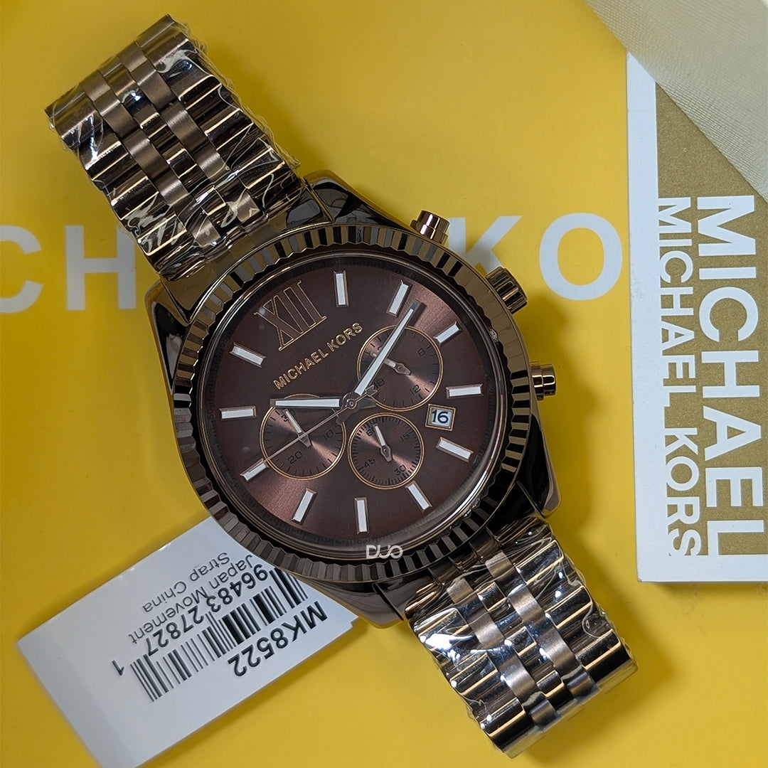 Michael Kors Lexington Chronograph Brown Dial Brown stainless steel Watch For Men - MK8522