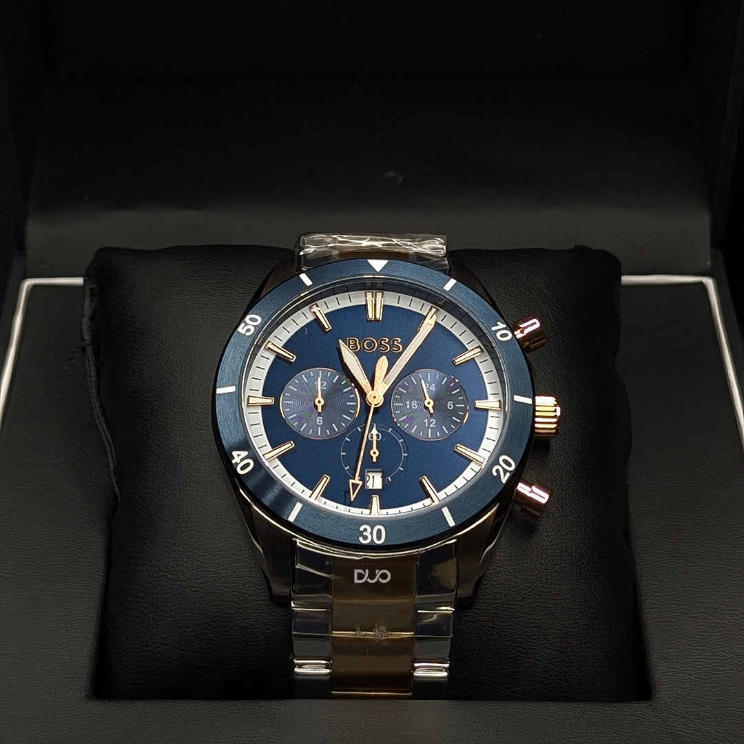 Hugo Boss Men’s Quartz Two-tone Stainless Steel Blue Dial 44mm Watch 1513937