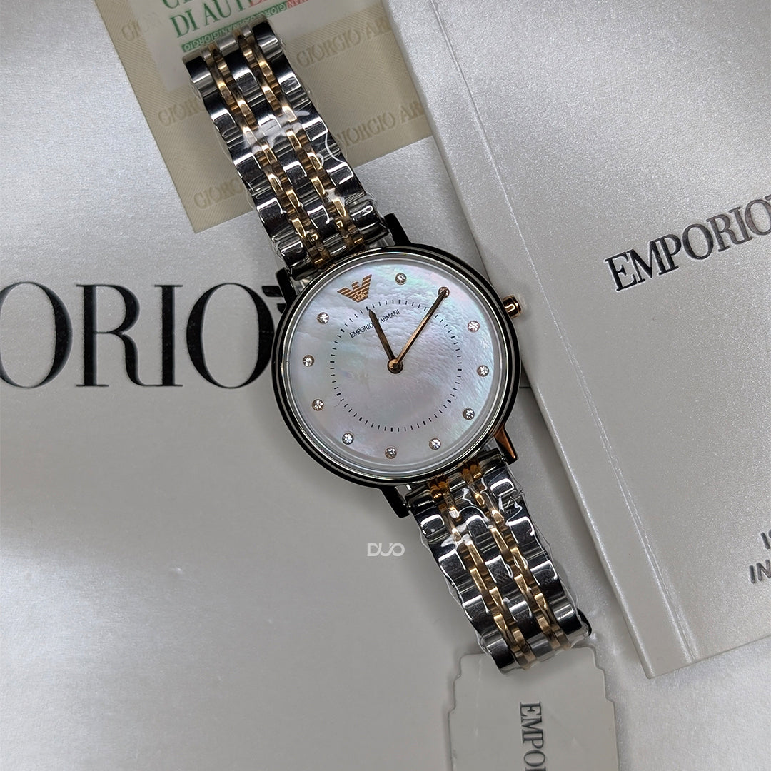 EMPORIO ARMANI Kappa Two-Tone Stainless Steel Mother Of Pearl Dial Quartz Watch for Women - AR11094