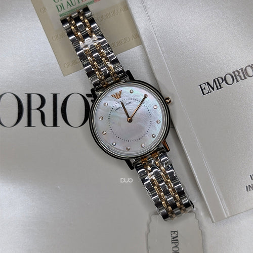 EMPORIO ARMANI Kappa Two-Tone Stainless Steel Mother Of Pearl Dial Quartz Watch for Women - AR11094