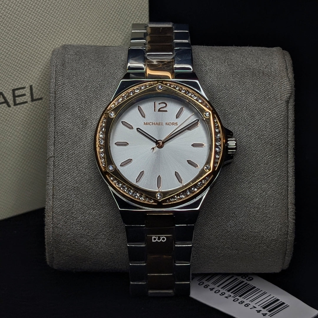 Michael Kors Women’s Quartz Two Tone Stainless Steel Silver Dial 37mm Watch MK6989