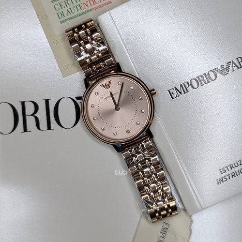 Emporio Armani Women’s Quartz Stainless Steel Rose Gold Dial 32mm Watch AR11062
