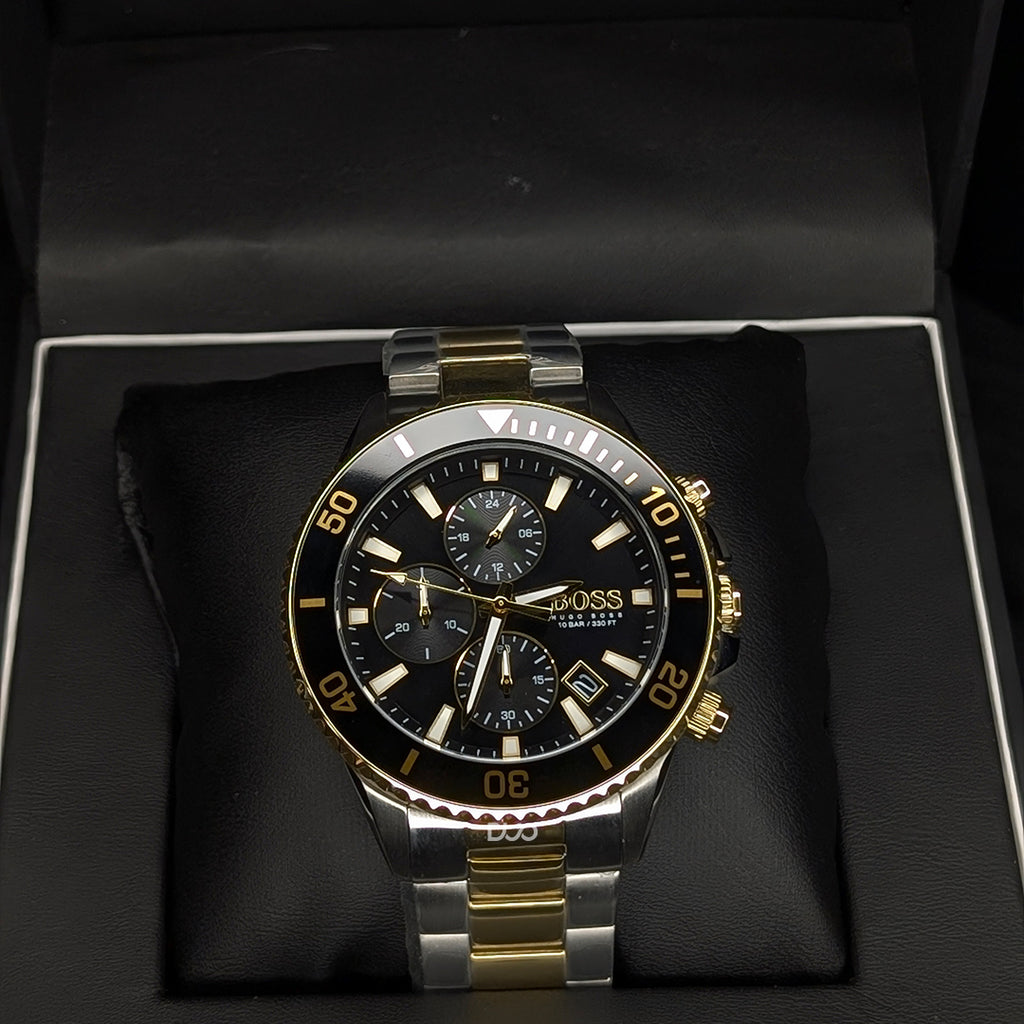 Hugo Boss Men’s Quartz Two-Tone Stainless Steel Black Dial 45mm Watch 1513908