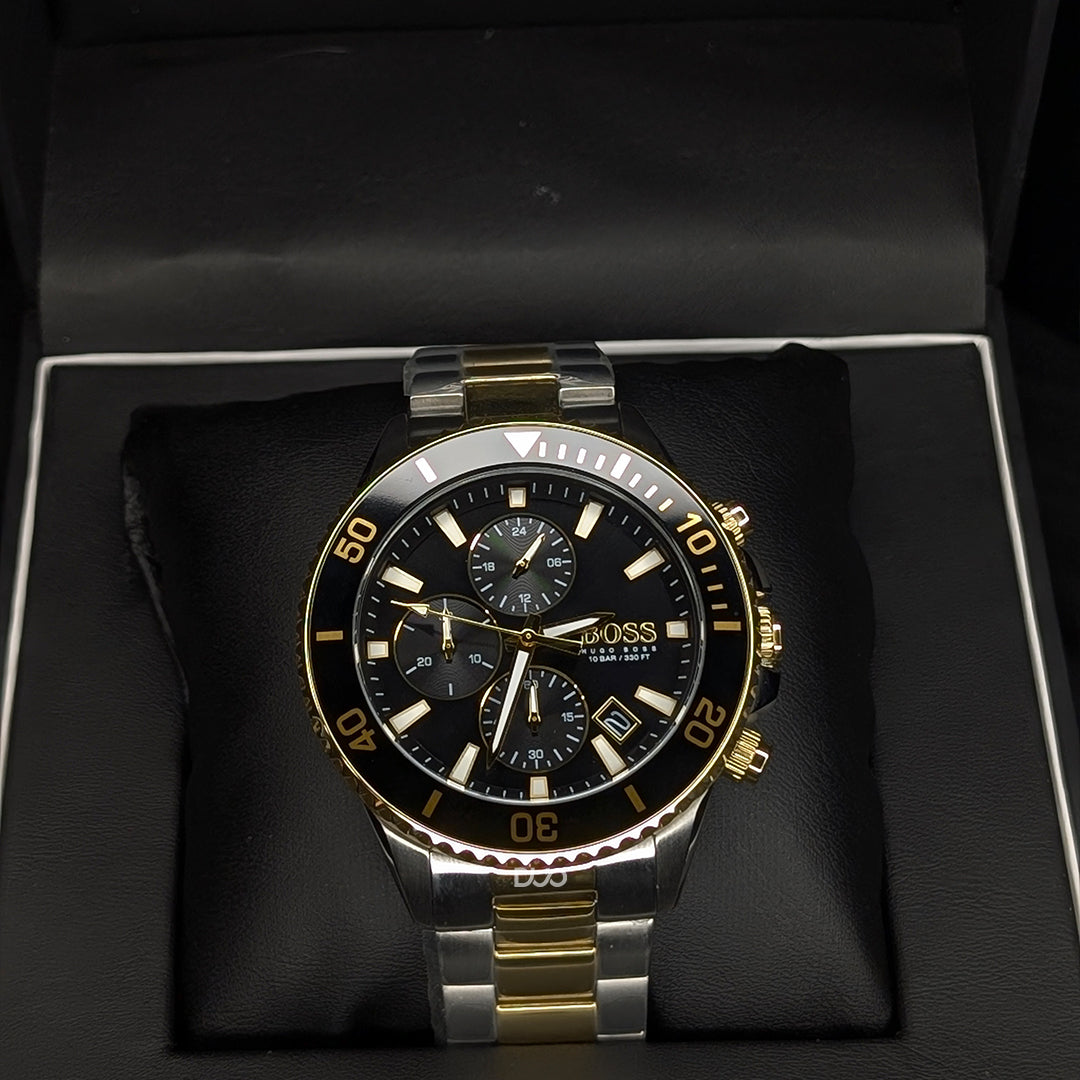 Hugo Boss Men’s Quartz Two-Tone Stainless Steel Black Dial 45mm Watch 1513908